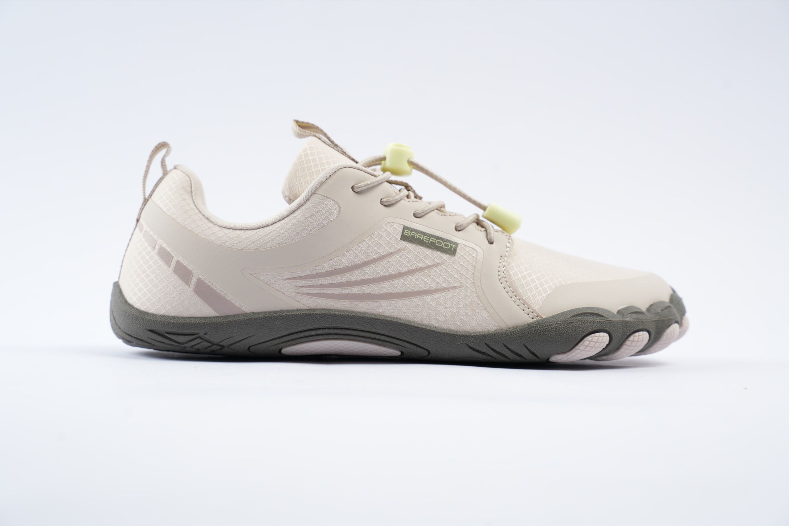 Heller Barfuß-Sneaker mit Schnellschnürung, seitlich